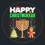 Happy Christmukkah Jewish Christmas Hanukkah Classic Round Sticker<br><div class="desc">Happy Christmukkah Jewish Christmas Hanukkah</div>