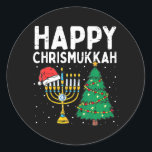 Happy Christmukkah Jewish Jew Christmas Hanukkah Classic Round Sticker<br><div class="desc">Happy Christmukkah Jewish Jew Christmas Hanukkah</div>