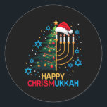 Happy Christmukkah Merry Christmas Hanukkah Jewish Classic Round Sticker<br><div class="desc">Happy Christmukkah Merry Christmas Hanukkah Jewish Festival</div>