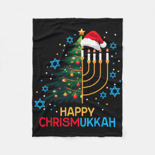 Happy Christmukkah Merry Christmas Hanukkah Jewish Fleece Blanket