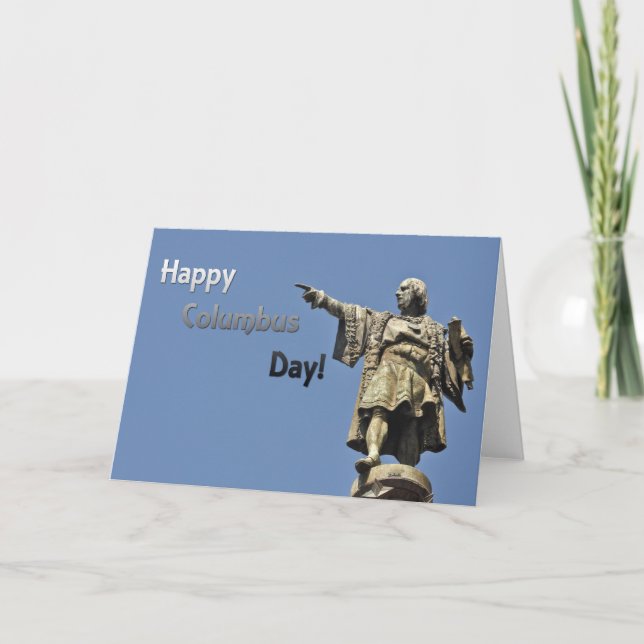Happy Christopher Columbus Day Statue Card (Front)