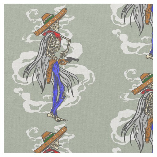 happy cinco de mayo cowboy skeleton fabric