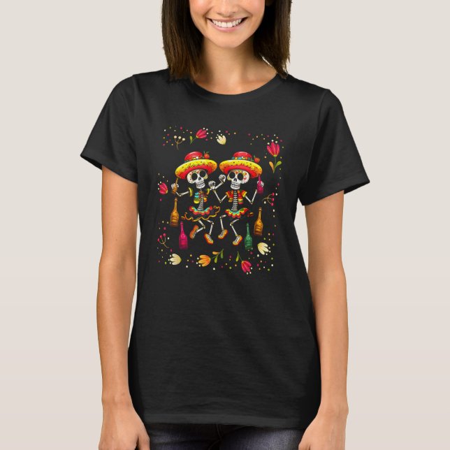 Happy Cinco de Mayo Cute Skeleton Graphic T-Shirt (Front)
