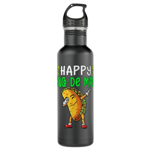 Happy Cinco De Mayo Cute Taco Mexican Stainless Steel Water Bottle