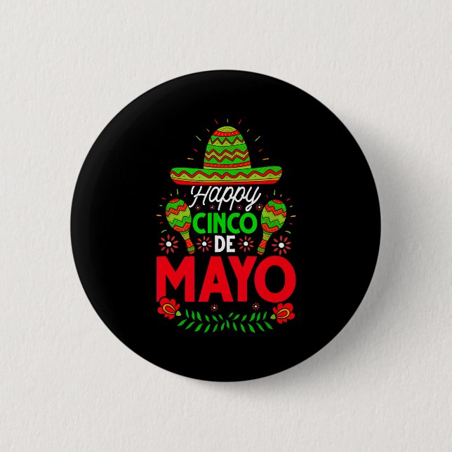 Happy cinco de mayo festive fiesta  button (Front)
