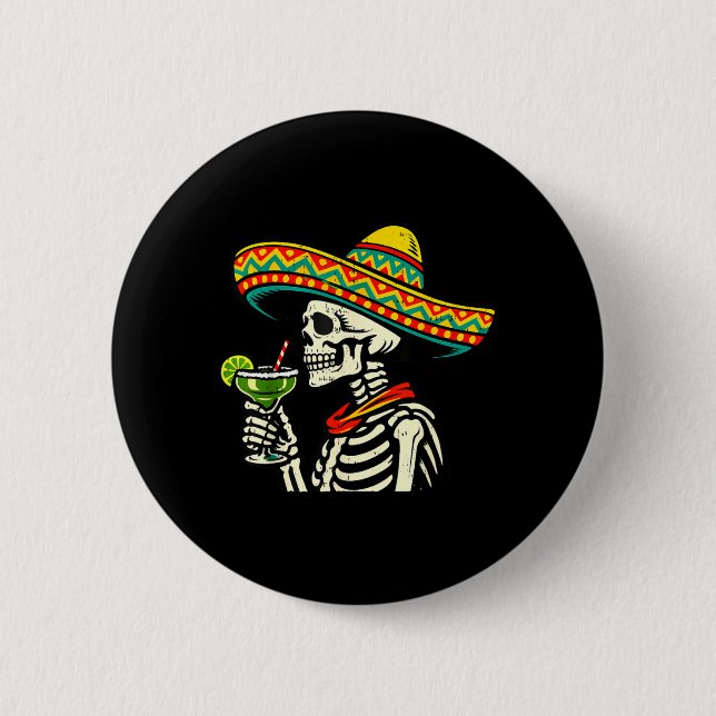 Happy Cinco de Mayo Fiesta Funny Men Mexican Party Button (Front)