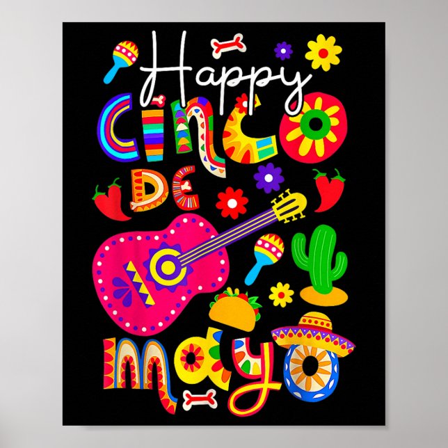 Happy Cinco De Mayo Fiesta Mexican Party 5 De Mayo Poster (Front)