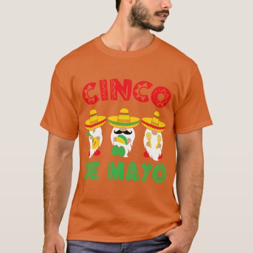 Happy Cinco De Mayo Gnomies With Mexican Sombreros T_Shirt