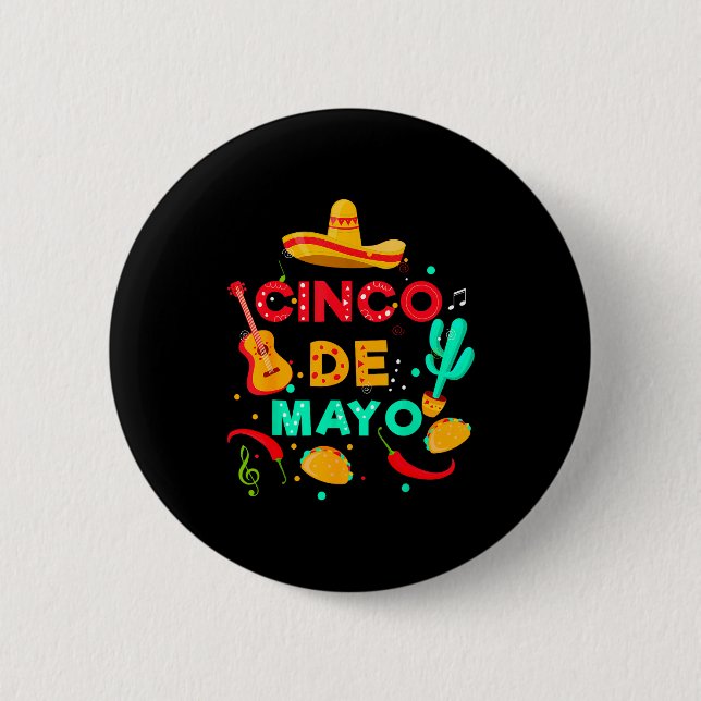 Happy cinco de mayo let's fiesta mexican party men button (Front)