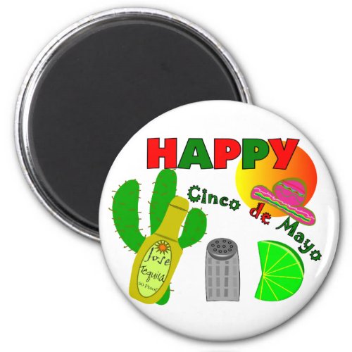 Happy Cinco de Mayo Lime Tequila  Salt Design Magnet