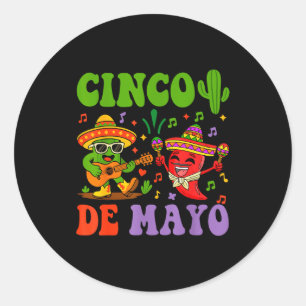 Happy cinco de mayo mexican cactus and pepper classic round sticker