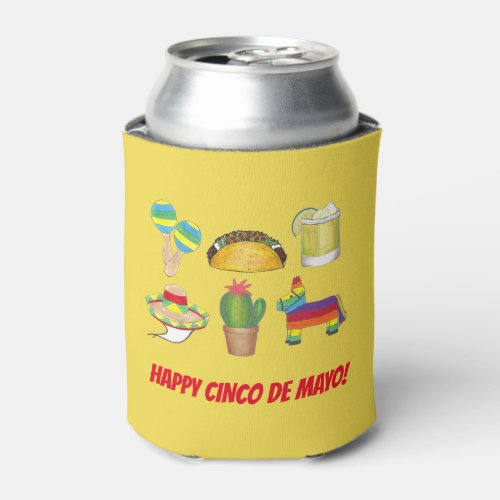 Happy Cinco de Mayo Mexican Fiesta Celebration Can Cooler