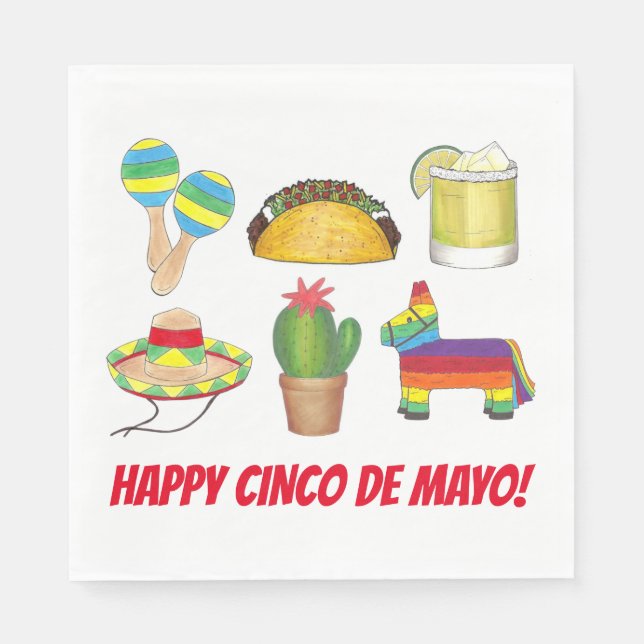 Happy Cinco de Mayo Mexican Fiesta Celebration Napkins (Front)