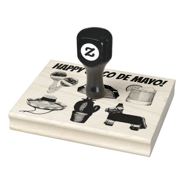 Happy Cinco de Mayo Mexican Fiesta Celebration Rubber Stamp (Stamp)