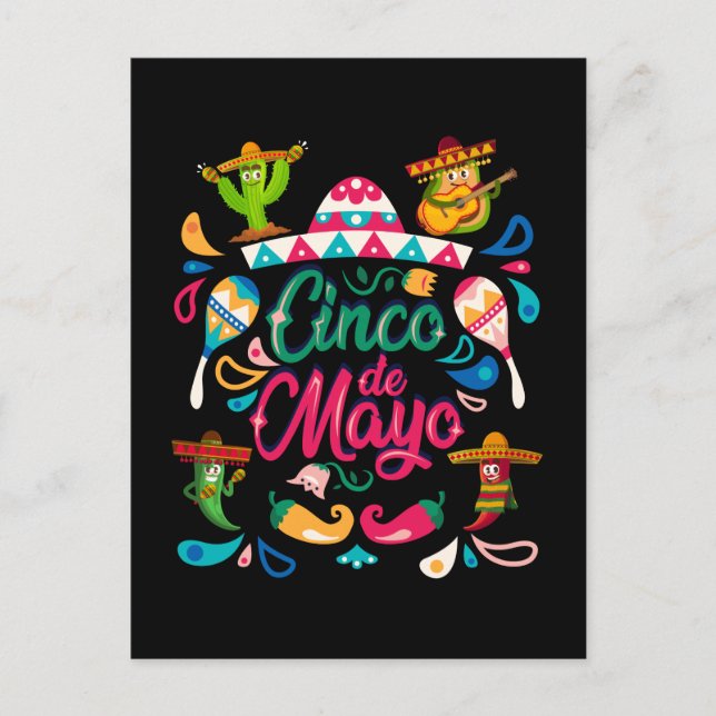 Happy Cinco De Mayo Mexican Fiesta Postcard (Front)