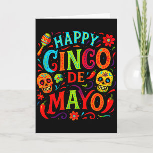 Happy Cinco De Mayo - Mexican Fiesta Skulls Party Card