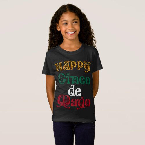 Happy Cinco de Mayo Mexican Flag Colors Typography T_Shirt