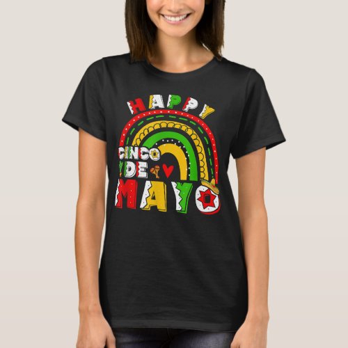 Happy Cinco De Mayo Mexican Rainbow Boho T_Shirt