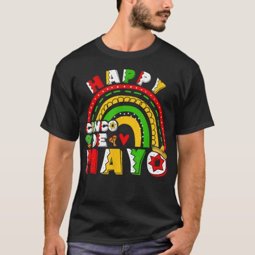 Happy Cinco De Mayo Mexican Rainbow Boho T_Shirt