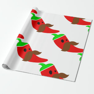 happy cinco de mayo mustache pepper funny wrapping paper