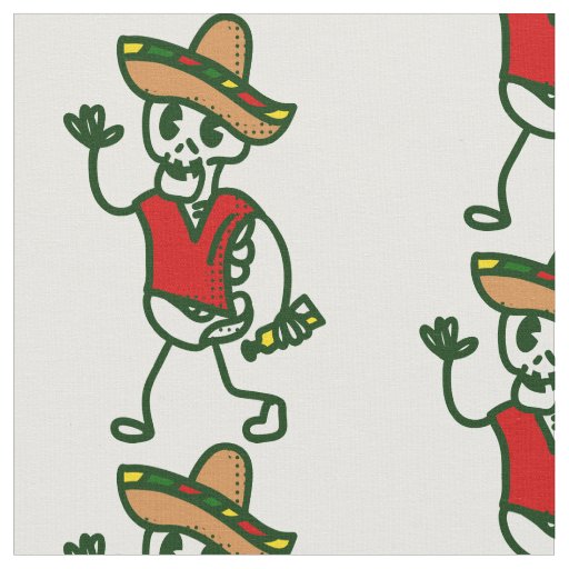 happy cinco de mayo skeleton cute mexican fabric