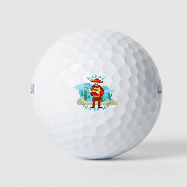 happy cinco de mayo skeleton golf balls (Front)