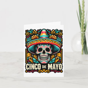 Happy Cinco De Mayo Skeleton Skull Sombrero Mexica Card