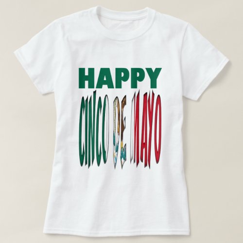 Happy Cinco de Mayo Typography Mexican Colors T_Shirt