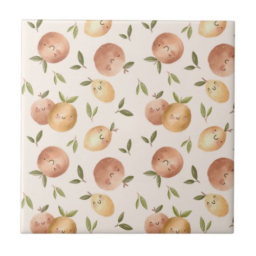 Happy Citrus Lemons and Oranges Ceramic Tile