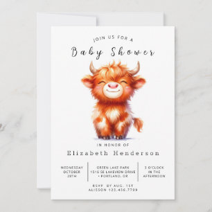 Happy Classic Graceful Cow Baby Shower Invitation