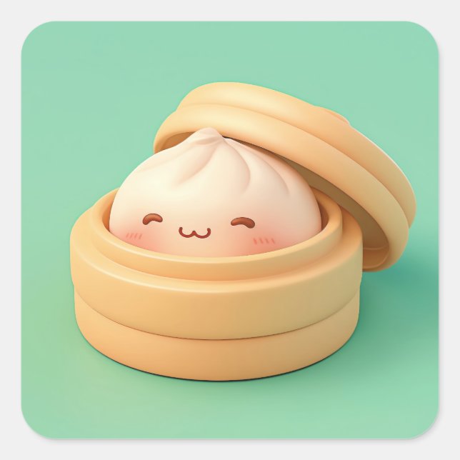 Happy Clay Steamed Dumpling Square Sticker (Front)