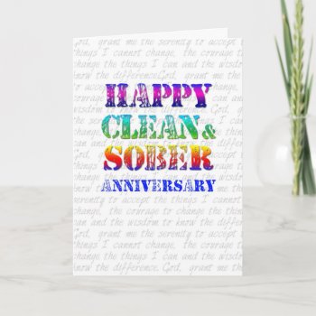 Happy Clean & Sober Anniversary Card by recoverystore at Zazzle