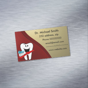 Happy clean tooth business card magnet