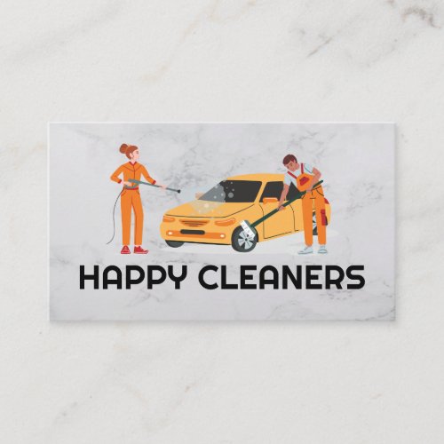 Happy Cleaners | Workers Cleaning Car Business Card