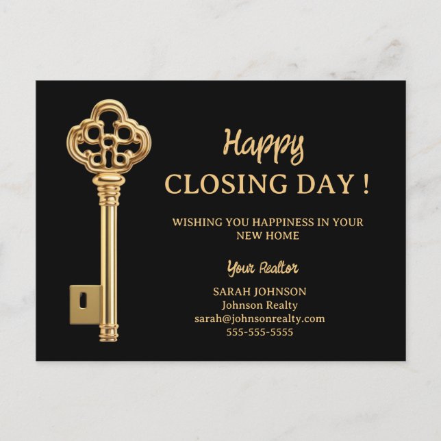 Happy Closing Day New Home Real Estate Postcard (Front)
