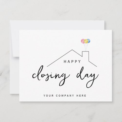 Happy Closing Day Real Estate Balloons Card