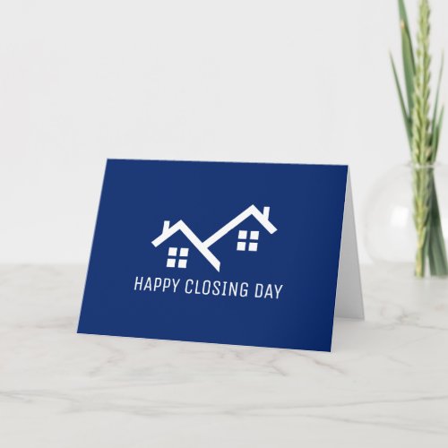 Happy Closing Day Real Estate Modern Blue Note Card