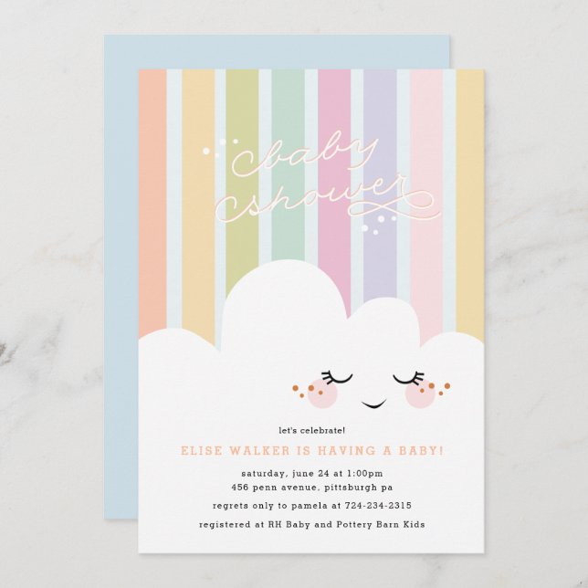 Happy Cloud Baby Shower Invitation (Front/Back)