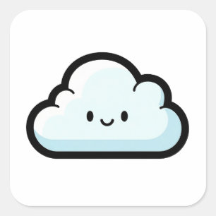 Happy Cloud – Cute Kawaii Illustration Square Sticker
