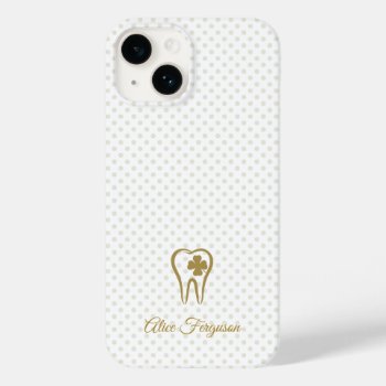 Happy Clover Teeth | Golden Polka Dots Case-mate Iphone 14 Case by BestCases4u at Zazzle