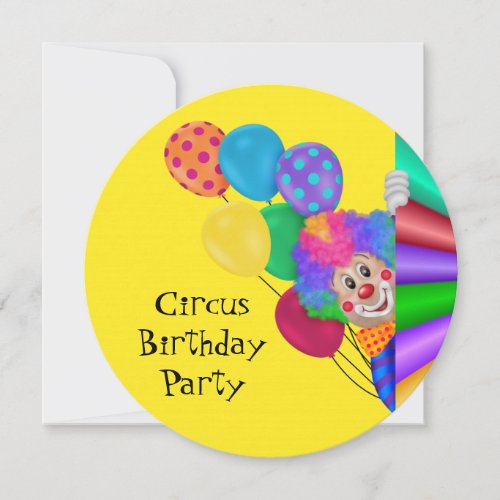 Happy Clown Circus Birthday Party Invitation