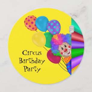 Happy Clown Circus Birthday Party Invitation