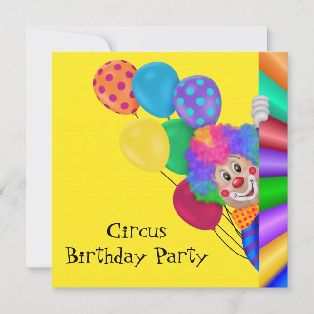 Happy Clown Circus Birthday Party Invitation (Front)