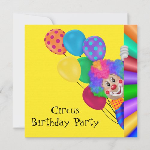 Happy Clown Circus Birthday Party Invitation