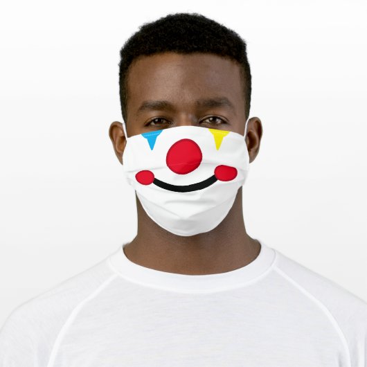 Happy Clown Face Adult Cloth Face Mask (Worn)