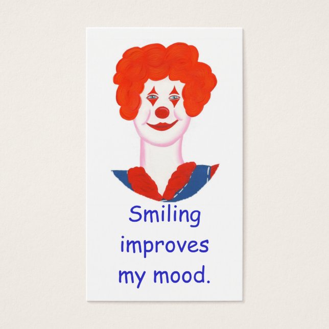 Happy Clown Face, Smiling improves my mood cards (Front)