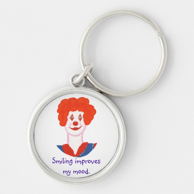 Happy Clown Face, Smiling improves my mood Keychain (Front)