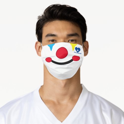 Happy Clown Face Vaccinated Heart Adult Cloth Face Mask