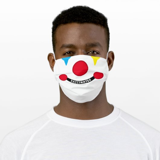 Happy Clown Face Vaccinated Smile Adult Cloth Face Mask (Worn)