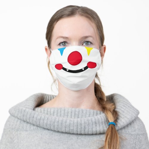 Happy Clown Face with Cute Vampire Teeth Adult Cloth Face Mask